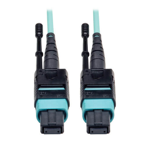 Tripp-Lite N844-03M-12-P 3M MTP / MPO Patch Cable 12 Fiber 40GbE Aqua OM3 Plenum 10Ft