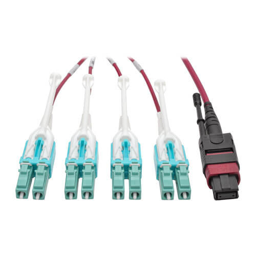 Tripp-Lite N845-03M-8L-MG 3M MTP MPO 8xLC 50/125 OM4 Fanout Patch Cable 12 Fiber 40GB CMP