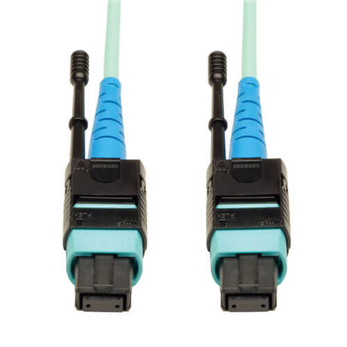 Tripp-Lite N846-10M-24-P 10M MTP / MPO Patch Cable 100GBASE 24 Fiber OM3 Plenum Aqua 33Ft