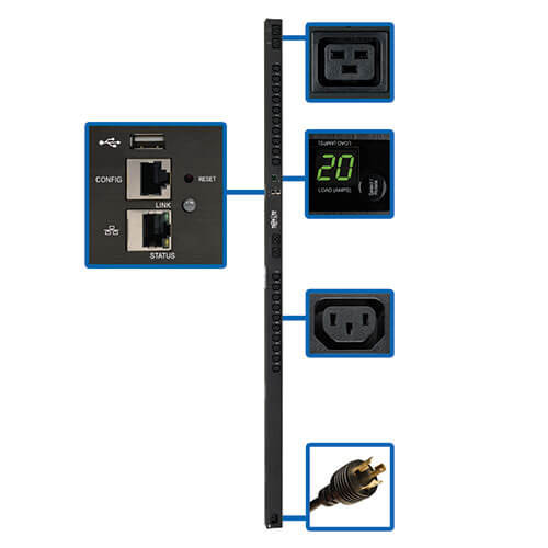 Tripp-Lite PDUMV20HVNETLX Switched 3.2-3.8kW 200-240V PDU