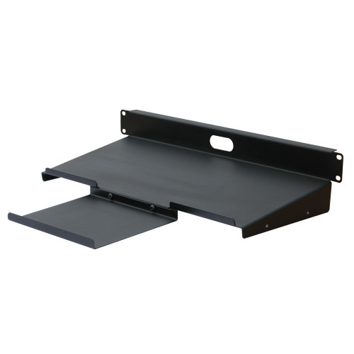 Quest ES1019-0108 19" Keyboard Shelf With Reversible Mouse Tray, 1U, 8"D, Black