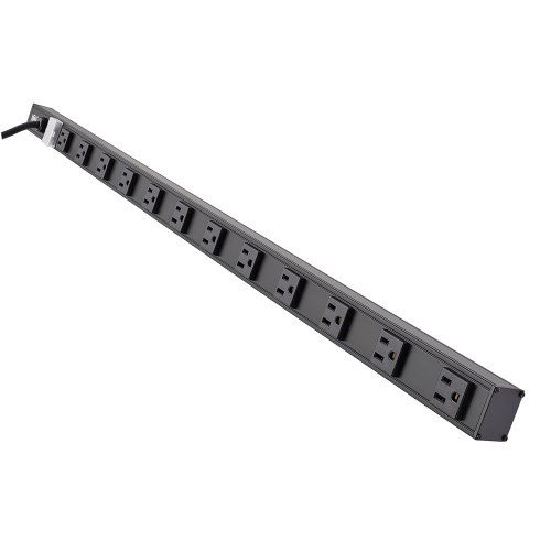 Tripp-Lite PS3612B 12 Outlet Power Strip 5-15R 15' Cord Vertical 5-15P 36" Black