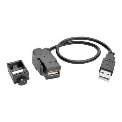 Tripp-Lite U024-001-KPA-BK 1Ft USB Keystone Panel Mount Extension Coupler Cable