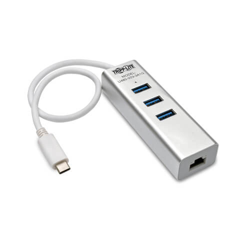 Tripp-Lite U460-003-3A1G 3-Port Portable USB 3.1 Gen 1 USB-C Gigabit Ethernet Adapter
