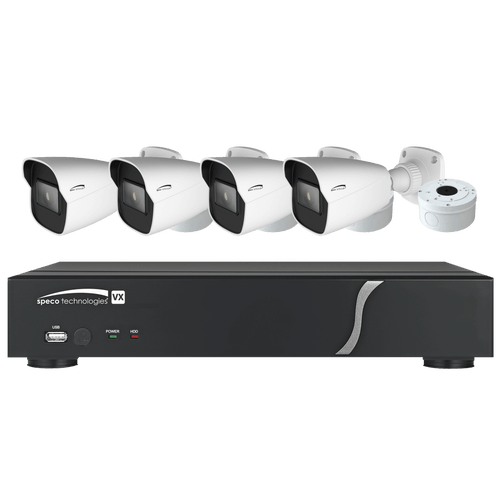 Speco ZIPT4B1 4CH HD-TVI DVR, 1080p, 60fps, 1TB w/ 4 Outdoor IR Bullet Cameras 2.8mm lens, White