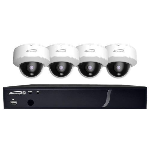 Speco ZIPT84D2 8CH HD-TVI DVR, 1080p, 120fps, 2TB w/ 4 Outdoor IR Dome Cameras 2.8mm lens, White