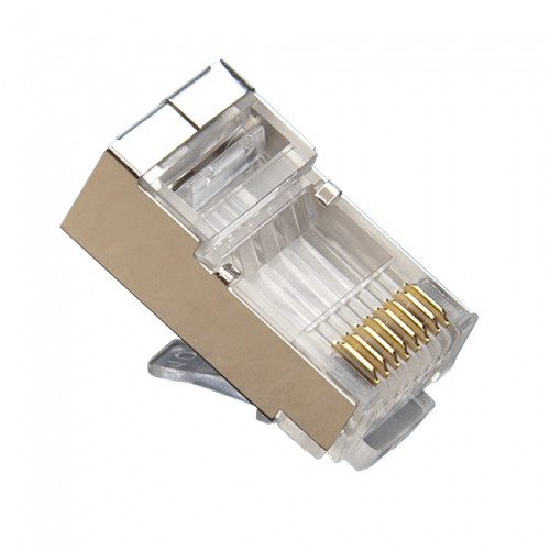 Platinum Tools 106182C RJ45 (8P8C) Cat5e Shielded Connector, HP, Round-Solid 3-Prong, 50 Pack