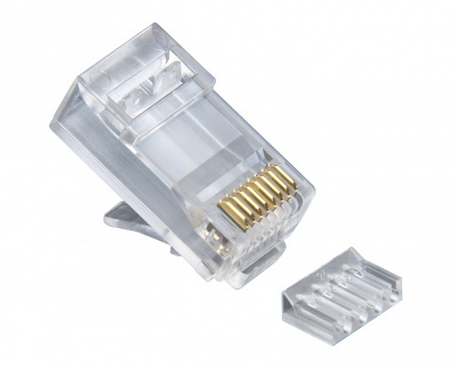 Platinum Tools 106187C RJ45 (8P8C), Cat6 2 pc. Round-Solid 3 Prong, w/Liner, 25 Pack
