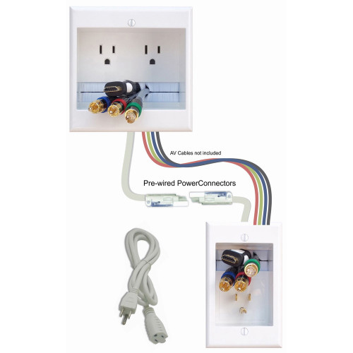 Quest TWO-CK PowerBridge In-Wall 2-Outlet White Power Kit