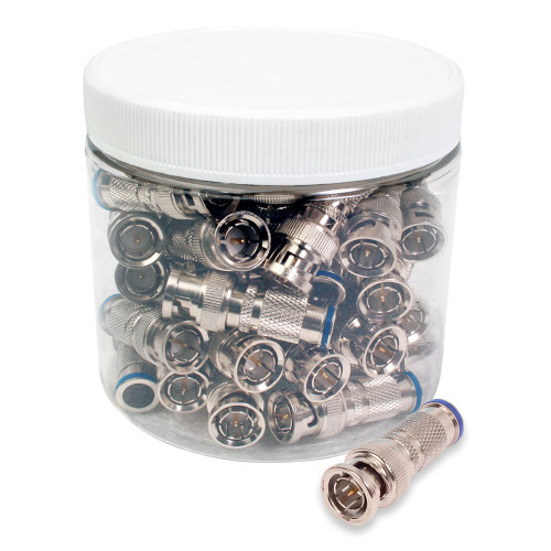 Quest COM-2016-50J 75 Ohm RG6-Quad BNC (M) Compression Connector, Jar of 50
