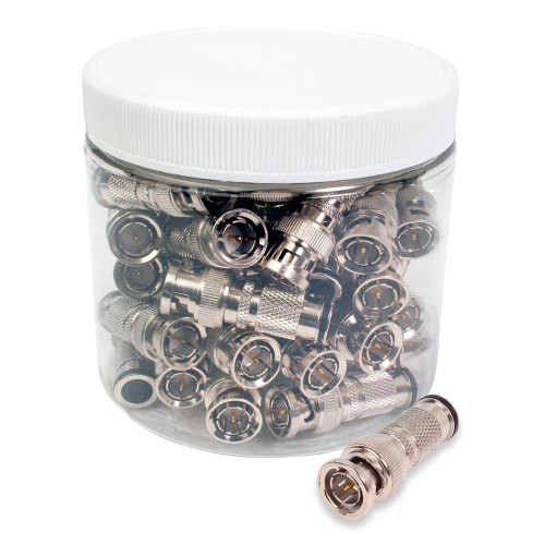 Quest COM-2006-50J 75 Ohm RG6 BNC (M) Compression Connector, Jar of 50