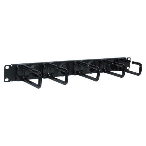 Quest HC19-01-050 19" Horizontal Cable Manager, Single Rings, 1U, 50 Cables, Black