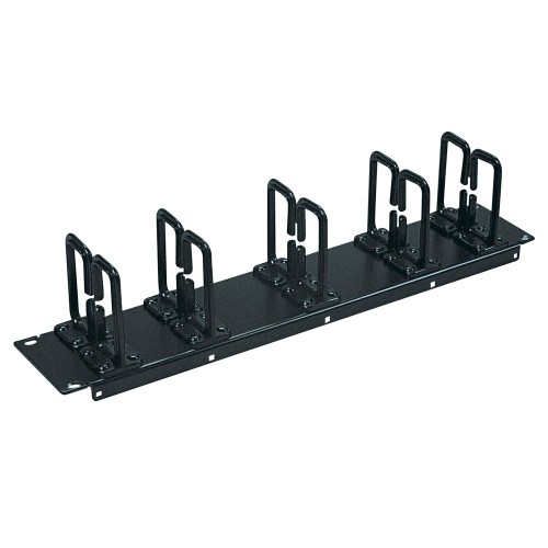 Quest HC19-02-100 19" Horizontal Cable Manager, Single Rings, 2U, 100 Cables, Black