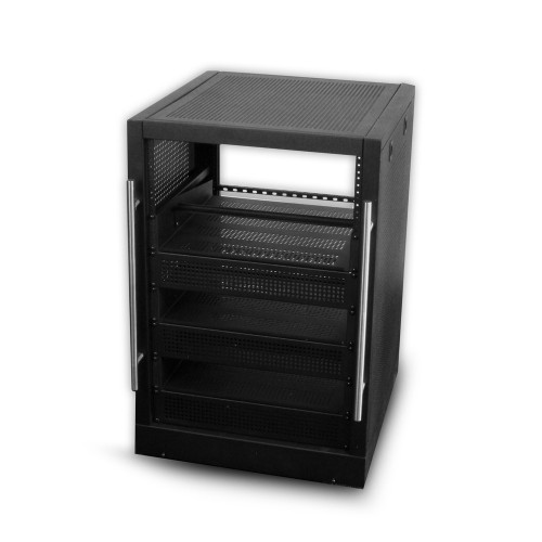 Quest HT6019-16-02 3Ft Home Theater Rack W/Shelves, 19" X 25", 16U, Black