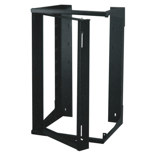 Quest SR1943-25-02D 25U Black 4Ft Swing-Out Open Frame Wall Rack