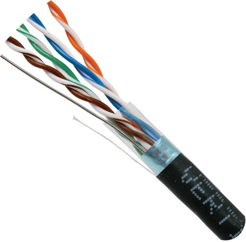 Vertical Cable 057-468/S/BK CAT5E F/UTP (Shielded), 8-Conductor, 24AWG, Solid Bare Copper, PVC Jacket, Black, 1000ft Pull Box