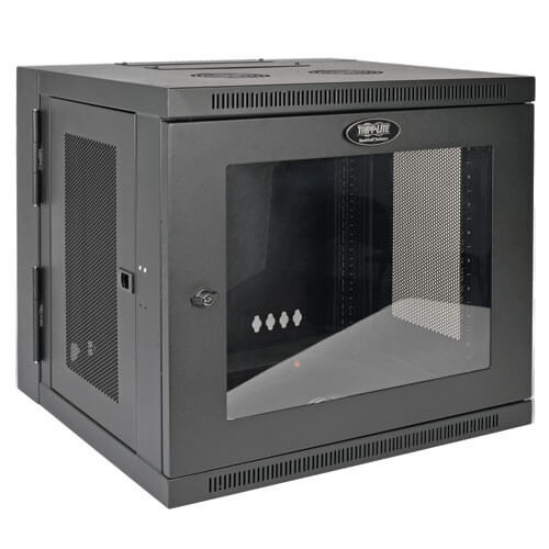 Tripp-Lite SRW10USG SmartRack 10U Low-Profile Switch-Depth Wall-Mount Rack Enclosure Cabinet with Clear Acrylic Window, Hinged Back
