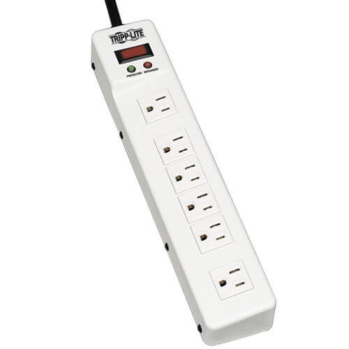Tripp-Lite TLM626 Protect It! Surge Protector with 6 Right Angle Outlets, 6-ft. Cord, 1340 Joules, Diagnostic LEDs, Metal Case