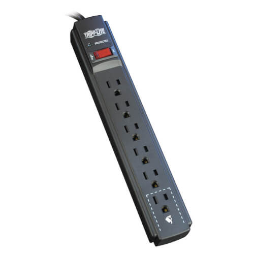 Tripp-Lite TLP606B Protect It! 6-Outlet Surge Protector, 6 ft. Cord, 790 Joules, Diagnostic LED, Black Housing