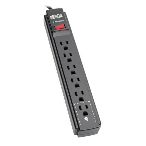 Tripp-Lite TLP615B Protect It! 6-Outlet Surge Protector, 15 ft. Cord, 790 Joules, Black Housing