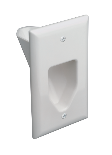 DataComm 45-0001-IV 1-Gang, Ivory, Recessed Low Voltage Cable Plate
