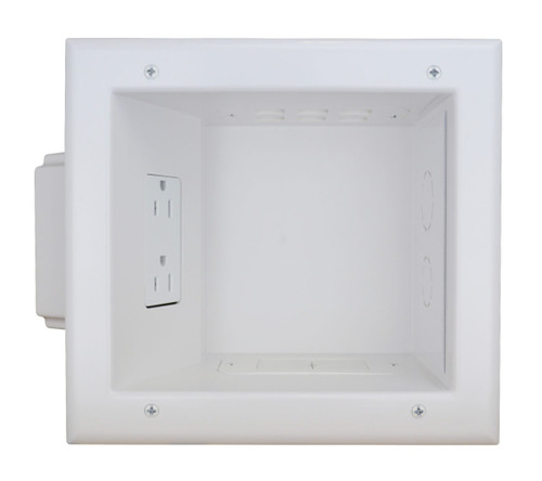 DataComm 45-0053-WH Recessed Media Box II w/ 15 Amp/125 Volt Duplex Receptacle, ETL US Only