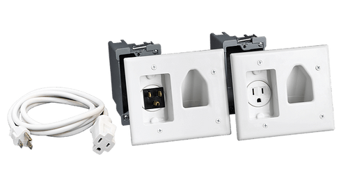DataComm 45-0023-WH Recessed Pro Power Kit w/ Straight Blade Inlet, White
