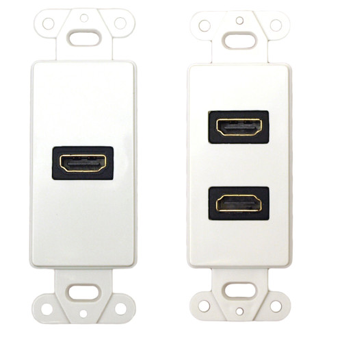 DataComm 20-4502-WH Decor Wall Plate Insert w/ dual 90 Degree HDMI Connector