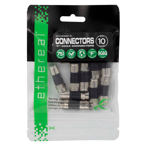 Metra AV CS-CCRG6QF-10 RG6Q F Compression Connector, 10 Pack