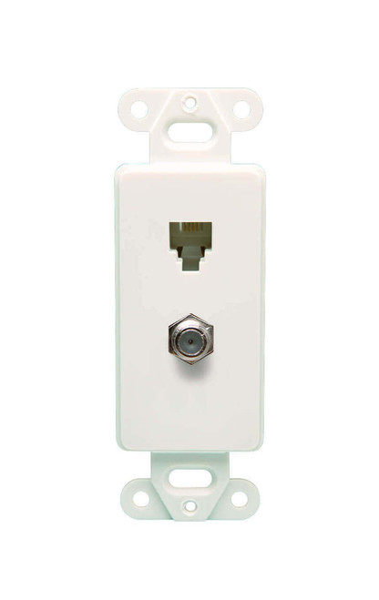 DataComm 40-1715 Color-Rite Decor Combo Phone/Coax Insert, 4 Conductor, Lite Almond