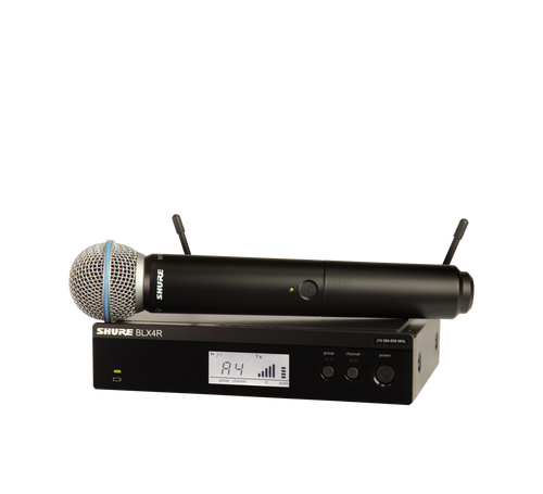 Shure BLX24R/B58-H11 Vocal System with (1) BLX4R Rack Mount Wireless Receiver and (1) BLX2 Handheld Transmitter with BETA 58 Microphone
