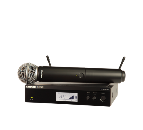 Shure BLX24R/SM58-H10 Vocal System with (1) BLX4R Rack Mount Wireless Receiver and (1) BLX2 Handheld Transmitter with SM58 Microphone