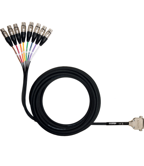 Shure DB25-XLRF 8 Channel DB25 to XLR Female Audio Snake, 25 ft.