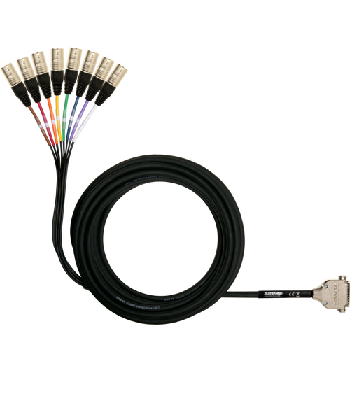 Shure DB25-XLRM 8 Channel DB25 to XLR Male Audio Snake, 25 ft.