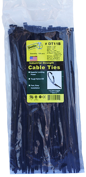 L.H. Dottie DT11B 11'' UV Black Standard Duty Cable Tie