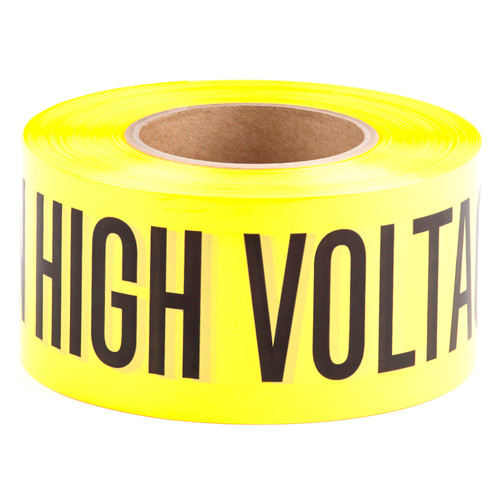 L.H. Dottie BT12 3'' x 1000' Yellow Barricade Tape (Caution High Voltage)