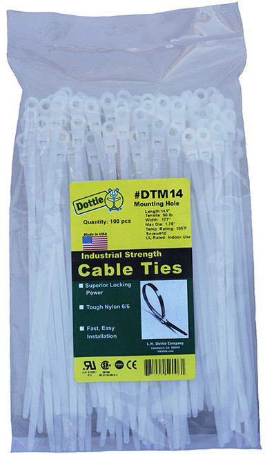 L.H. Dottie DTM14 15'' Natural Mounting Hole Cable Tie