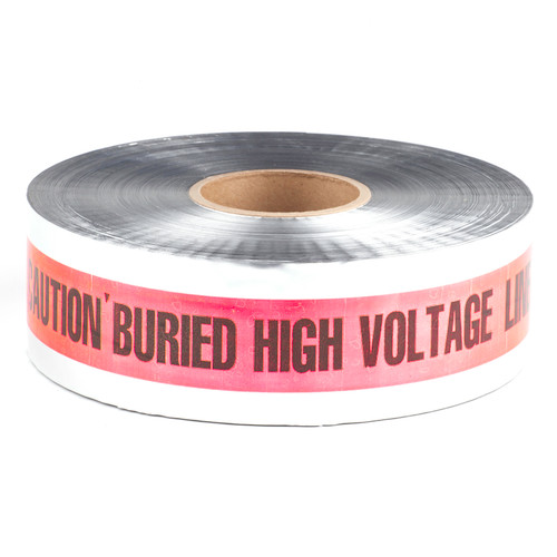 L.H. Dottie DU09 3'' x 1000' Red Detectable Tape (Caution Buried High Voltage Line Below)