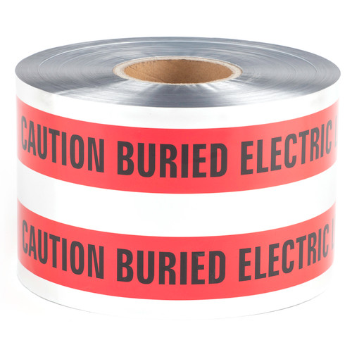 L.H. Dottie DU601 6'' x 1000' Red Detectable Tape (Caution Buried Electric Line Below)
