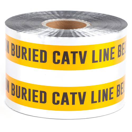 L.H. Dottie DU608 6'' x 1000' Orange Detectable Tape (Caution Buried CATV Line Below)