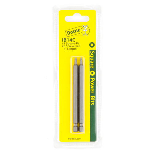 L.H. Dottie IB14C #1 x 4'' Square Drive Power Bit (Carded)