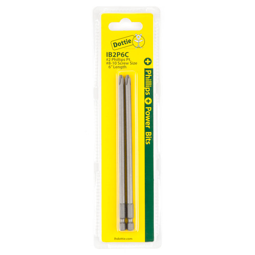 L.H. Dottie IB2P6C #2 x 6'' Phillips Power Bit (Carded)