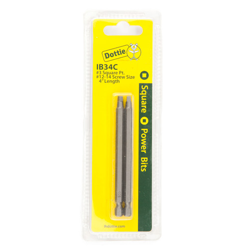 L.H. Dottie IB34C #3 x 4'' Square Drive Power Bit (Carded)