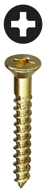 L.H. Dottie PHFWB12114 #12 x 1-1/4'' Phillips Flat Head Brass Wood Screw
