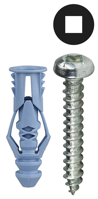 L.H. Dottie TG10KSQ #10 Blue Triple-Grip Anchor Kit w/ Pan Head Square Drive Screws