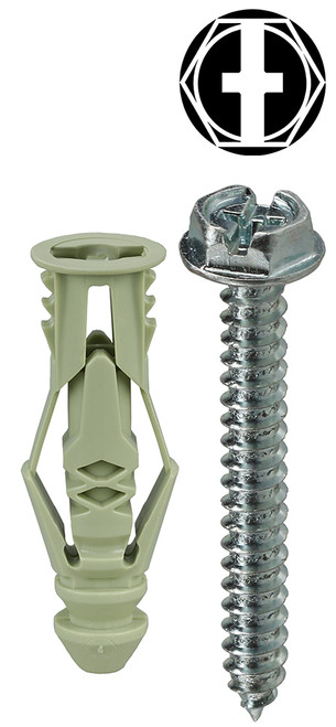 L.H. Dottie TG12KHX #12 Green Triple-Grip Anchor Kit w/ Hex Head Combo Drive Screws