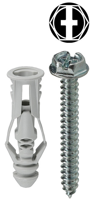 L.H. Dottie TG8KHXTP #8 Grey Triple-Grip Anchor Kit w/ Hex Head Combo Drive Screws (Tuff Pack)