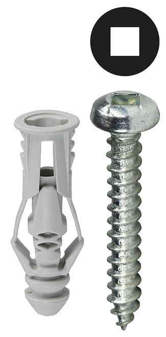 L.H. Dottie TG8KSQ #8 Grey Triple-Grip Anchor Kit w/ Pan Head Square Drive Screws
