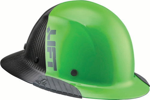 Lift Safety HDF50C-20GC DAX Carbon Fiber Full Brim 50-50 (Lime Green/Black)
