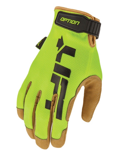 Lift Safety GON-17HVBRS Option Glove (Hi-Viz)- Synthetic Leather with Air Mesh
